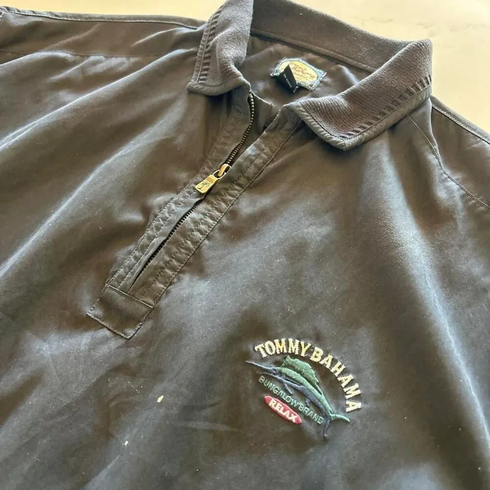 Authentic Vintage Tommy Bahama black quarter zip jacket